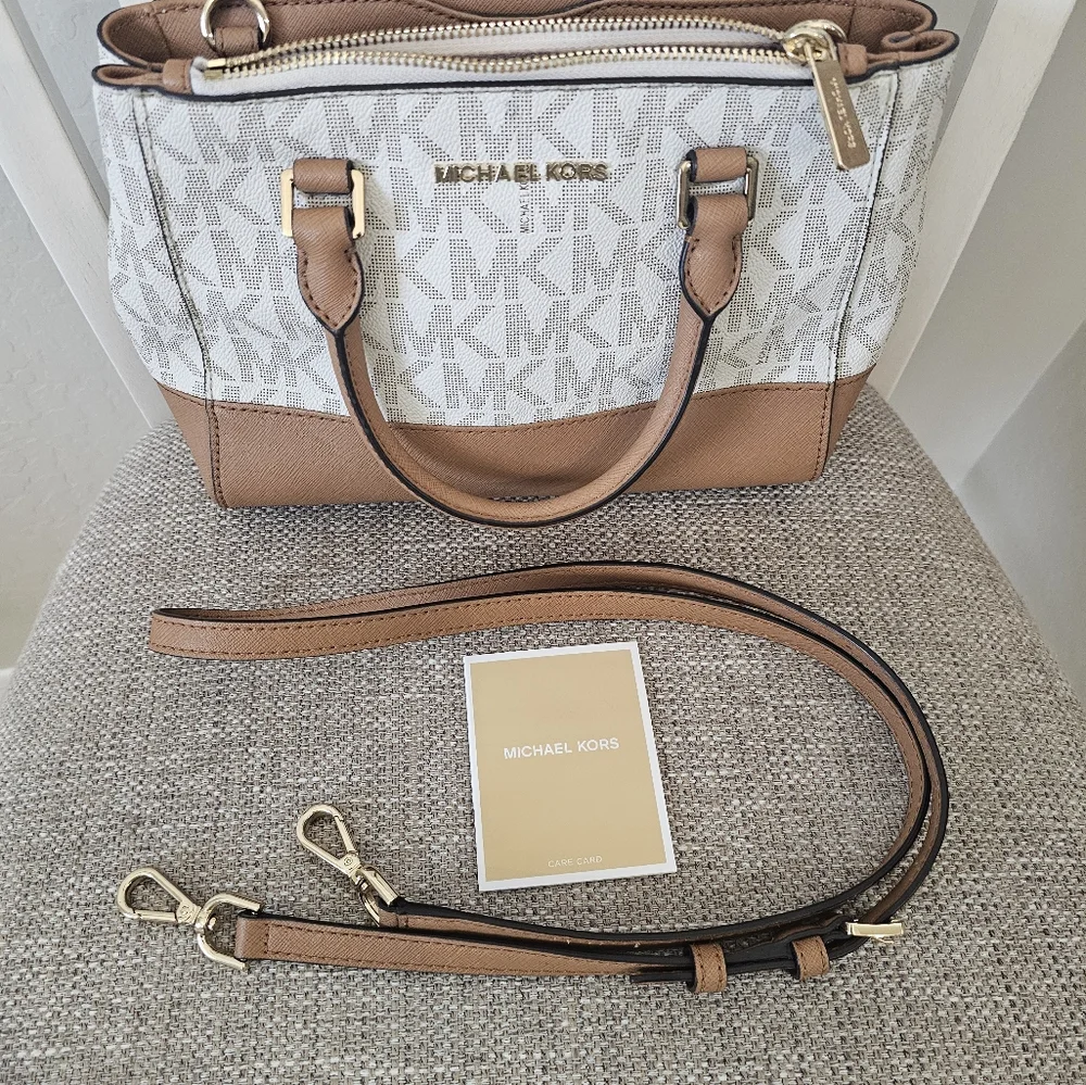 Michael Kors Cream and Tan Satchel